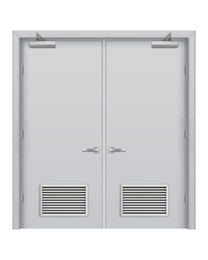 Grey Double Louver Metal Door